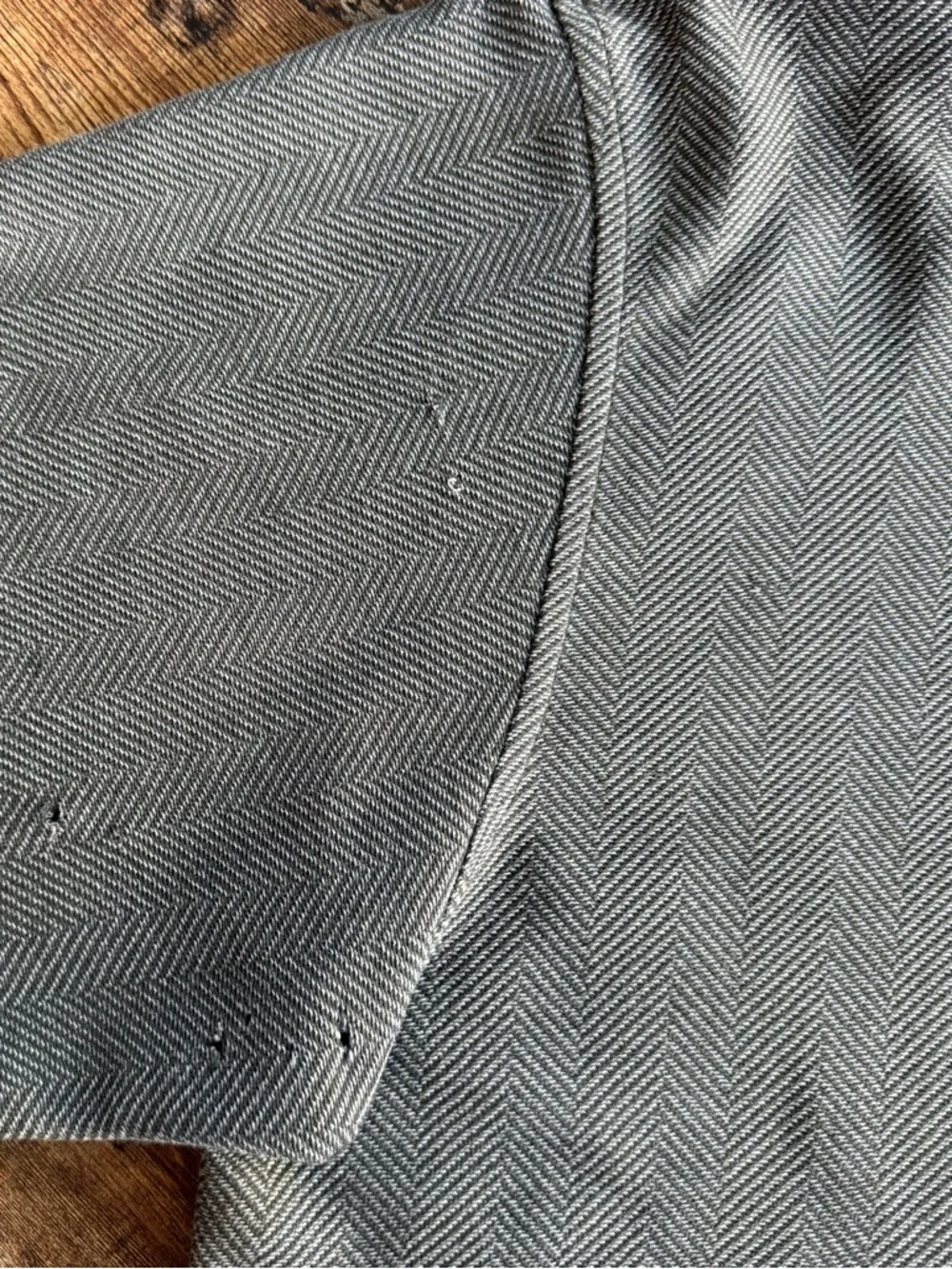 Vintage 90s 2000s LL Bean Cropped Herringbone Twill L/S Polo ~ Size Medium - Picture 7 of 7